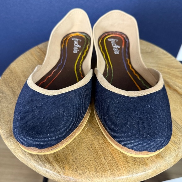 Fuchsia "Denim" Blue and Tan Flats, NIB, Size 10 WIDE - Picture 5 of 8